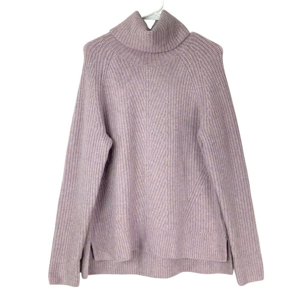 Madewell Purple Heather Ribbed Sweater Size M Pullover Turtleneck Chunky Knit